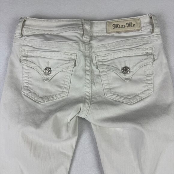 Miss Me Jeans Mid Rise Skinny White Flap Pickets Women’s Size 26 27x29 - Picture 9 of 13